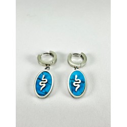 Gümüş Mavi Yılan Detaylı Küpe